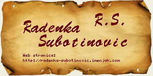 Radenka Subotinović vizit kartica